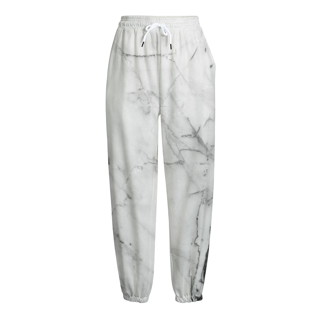 Grey Marble Stone Print Fleece Lined Knit Pants