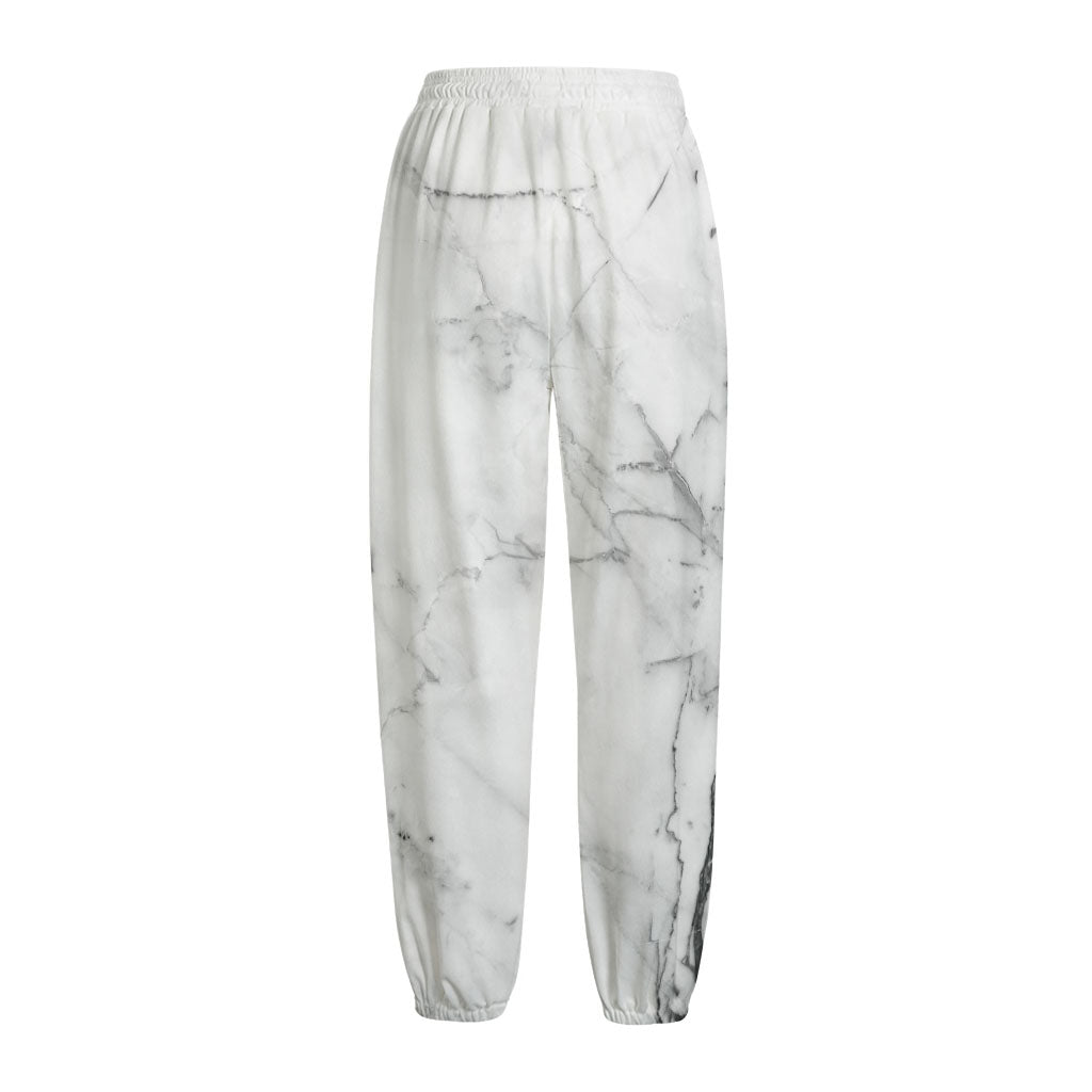 Grey Marble Stone Print Fleece Lined Knit Pants
