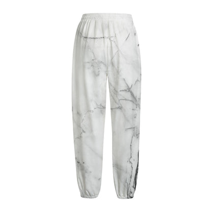 Grey Marble Stone Print Fleece Lined Knit Pants