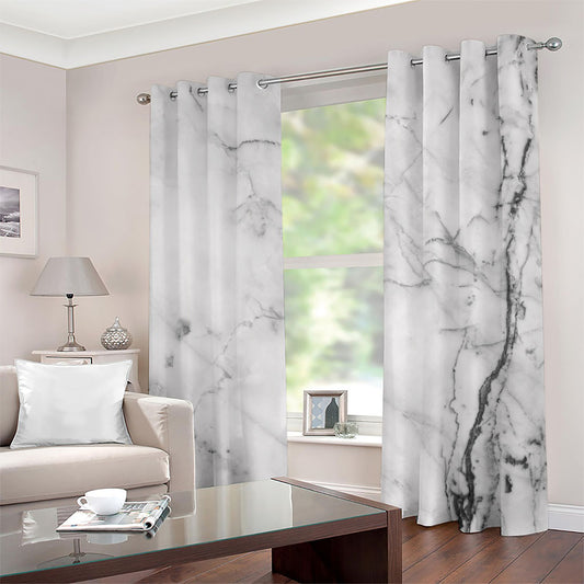 Grey Marble Stone Print Grommet Curtains
