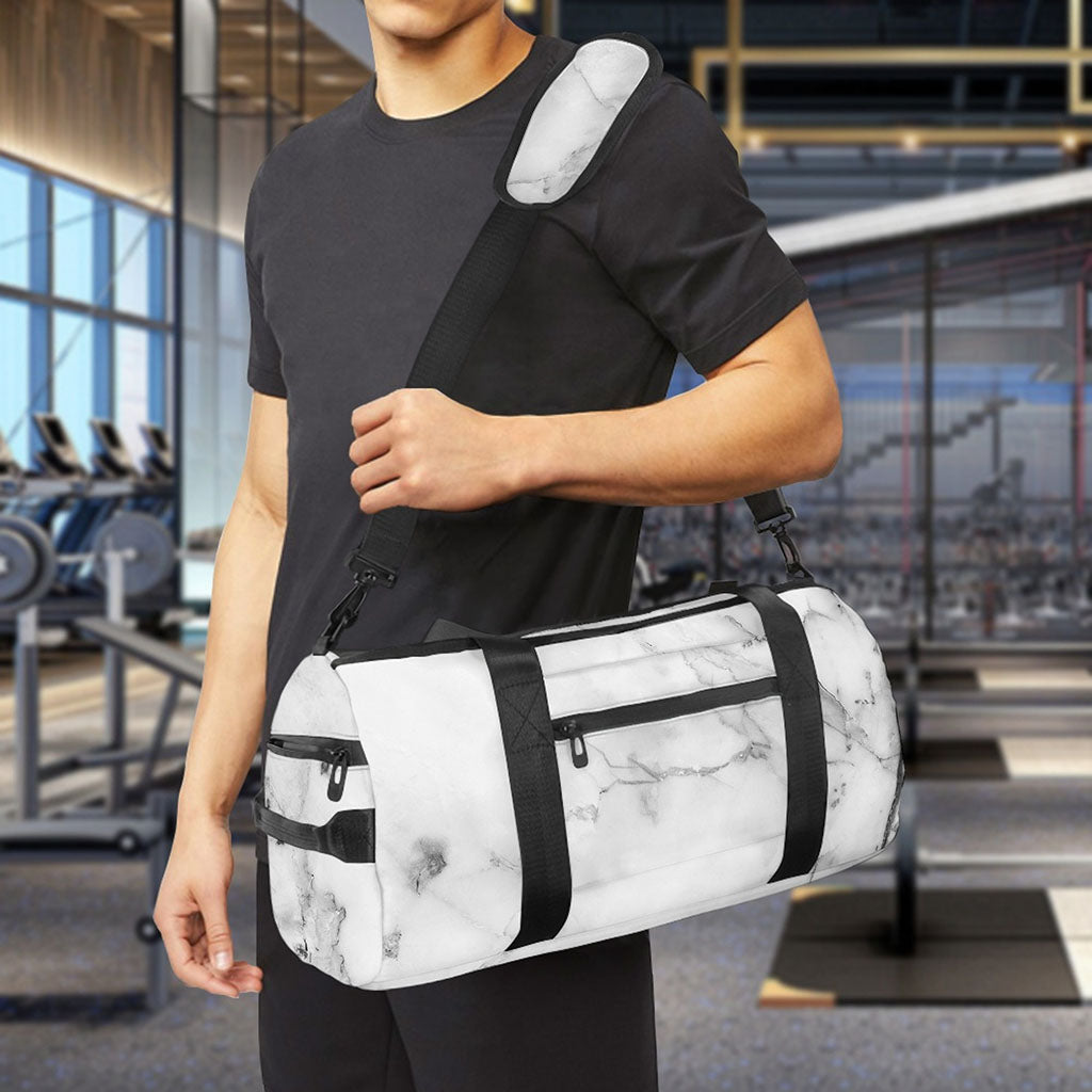 Grey Marble Stone Print Gym Bag
