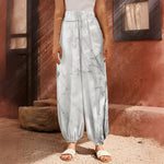 Grey Marble Stone Print Harem Pants