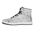 Grey Marble Stone Print High Top Leather Sneakers