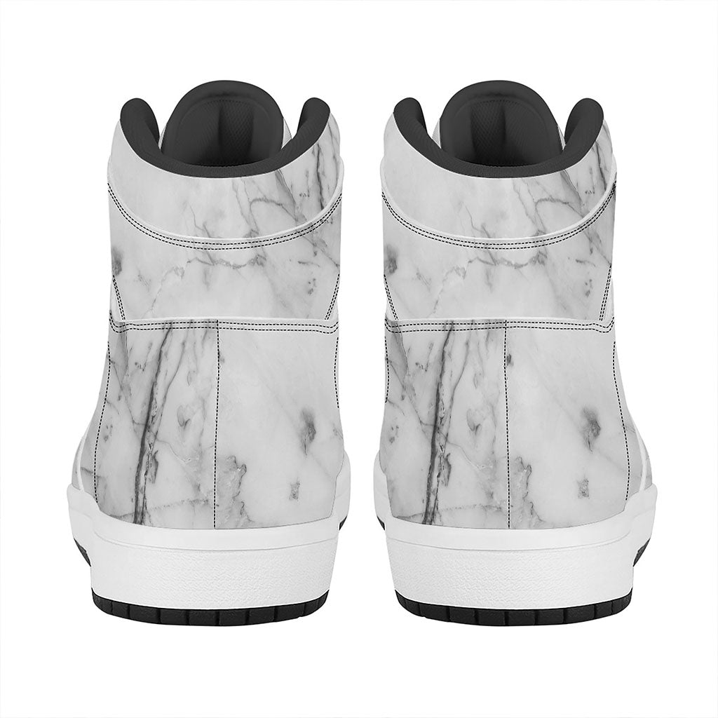 Grey Marble Stone Print High Top Leather Sneakers