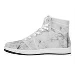 Grey Marble Stone Print High Top Leather Sneakers