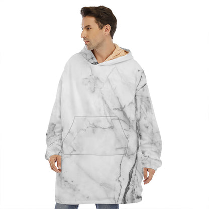 Grey Marble Stone Print Hoodie Blanket