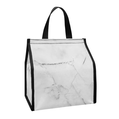 Grey Marble Stone Print Insulated Lunch Tote