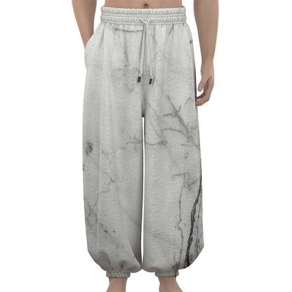 Grey Marble Stone Print Lantern Pants