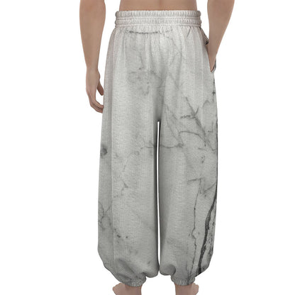 Grey Marble Stone Print Lantern Pants