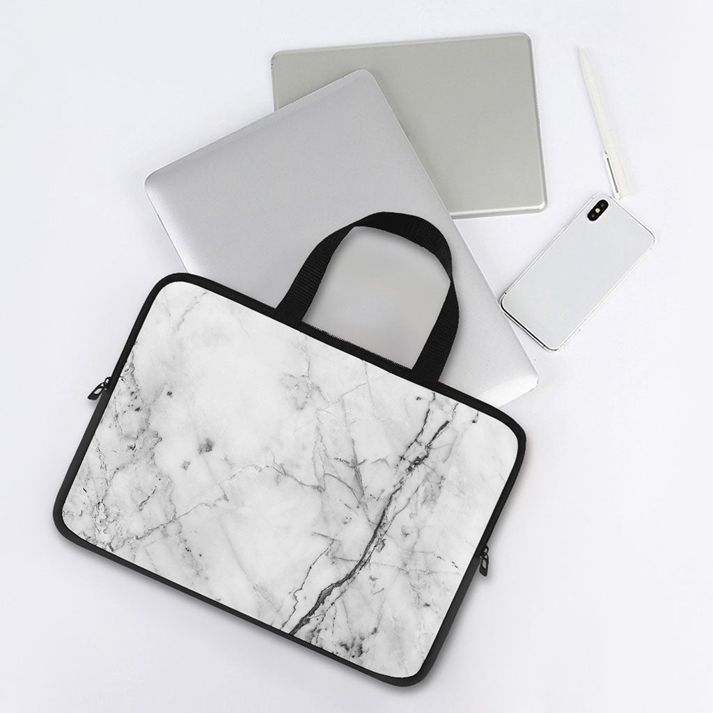 Grey Marble Stone Print Laptop Sleeve With Handle