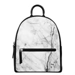Grey Marble Stone Print Leather Backpack