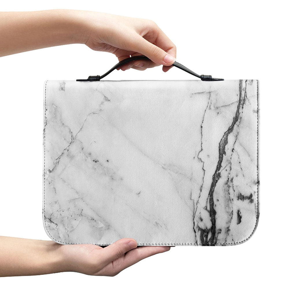 Grey Marble Stone Print Leather Bible Cover