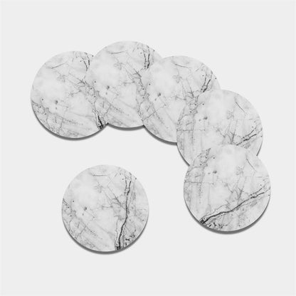 Grey Marble Stone Print Leather Coaster Set