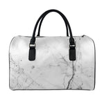 Grey Marble Stone Print Leather Duffle Bag