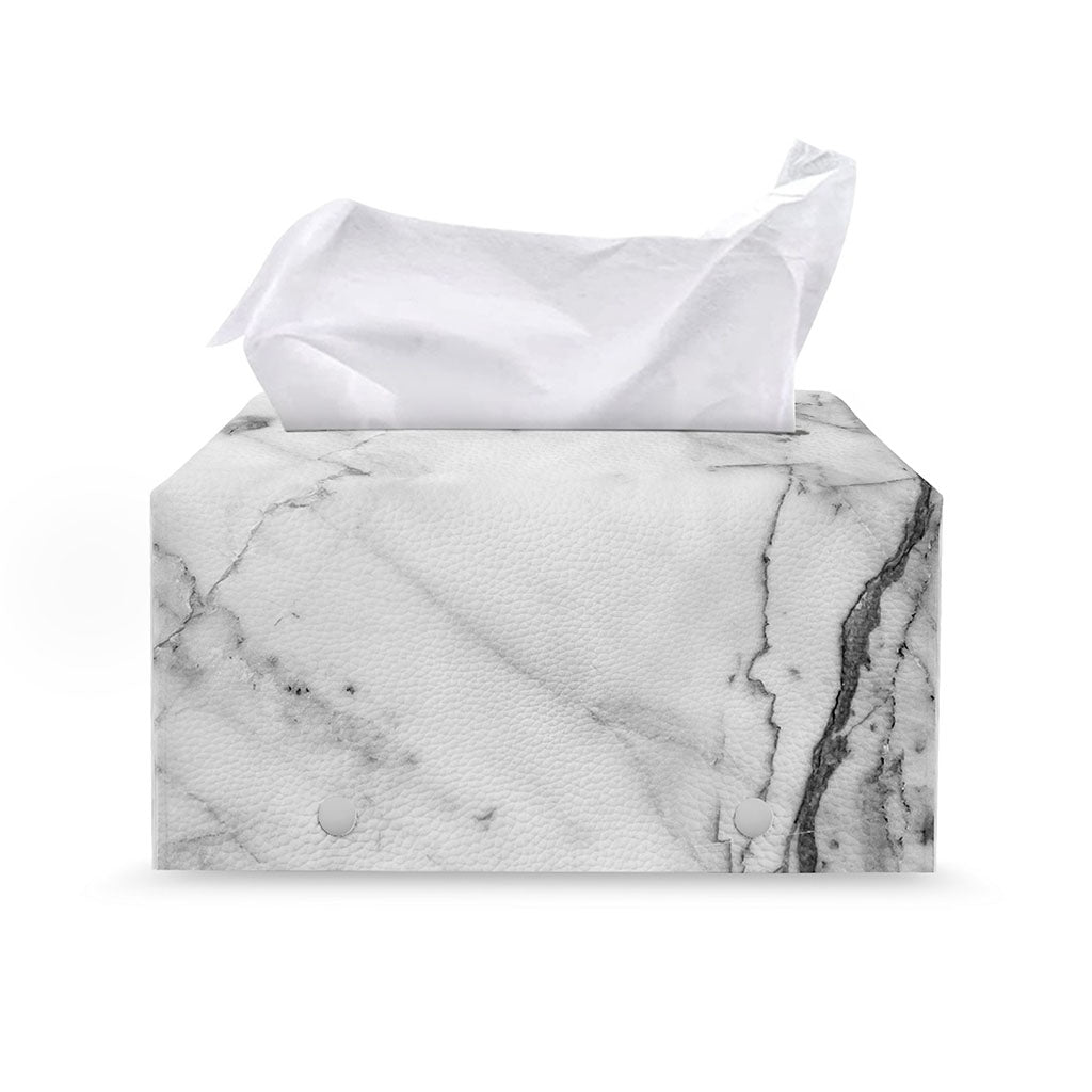 Grey Marble Stone Print Leather Tissue Box Cover