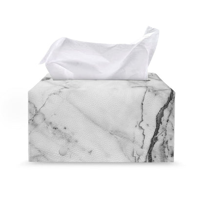 Grey Marble Stone Print Leather Tissue Box Cover