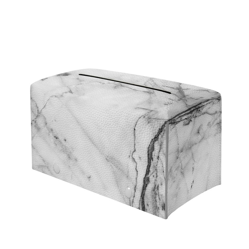 Grey Marble Stone Print Leather Tissue Box Cover