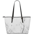 Grey Marble Stone Print Leather Tote Bag With Zipper