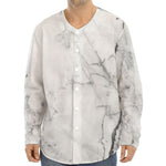 Grey Marble Stone Print Long Sleeve Baseball Jersey