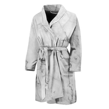 Grey Marble Stone Print Men's Bathrobe