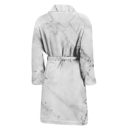 Grey Marble Stone Print Men's Bathrobe