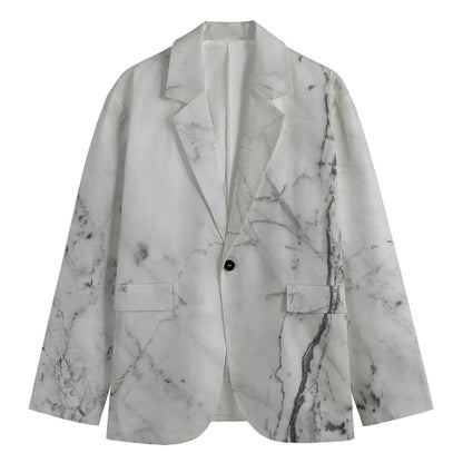Grey Marble Stone Print Men's Blazer