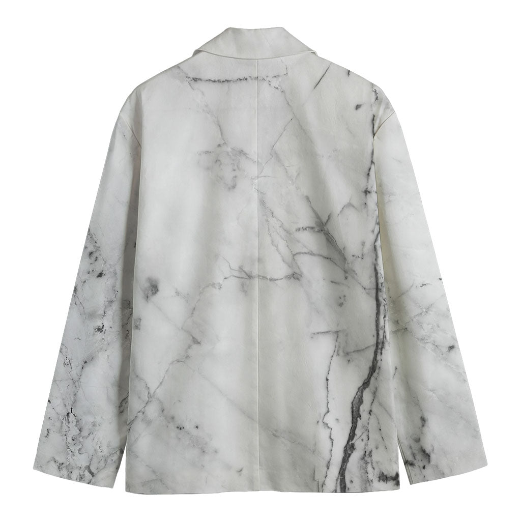 Grey Marble Stone Print Men's Blazer
