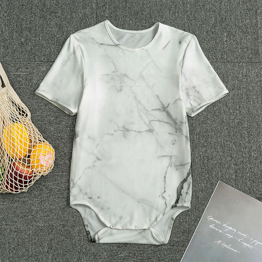 Grey Marble Stone Print Men's Bodysuit