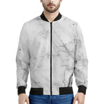 Grey Marble Stone Print Men's Bomber Jacket