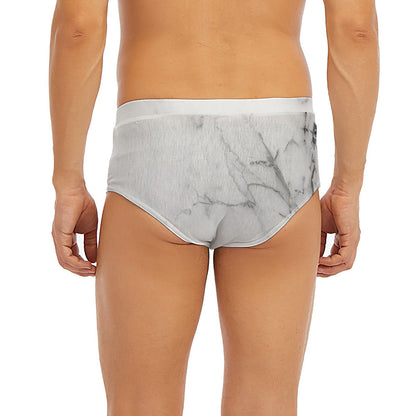 Grey Marble Stone Print Men's Briefs