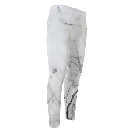 Grey Marble Stone Print Men's Compression Pants