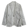 Grey Marble Stone Print Men's Cotton Blazer