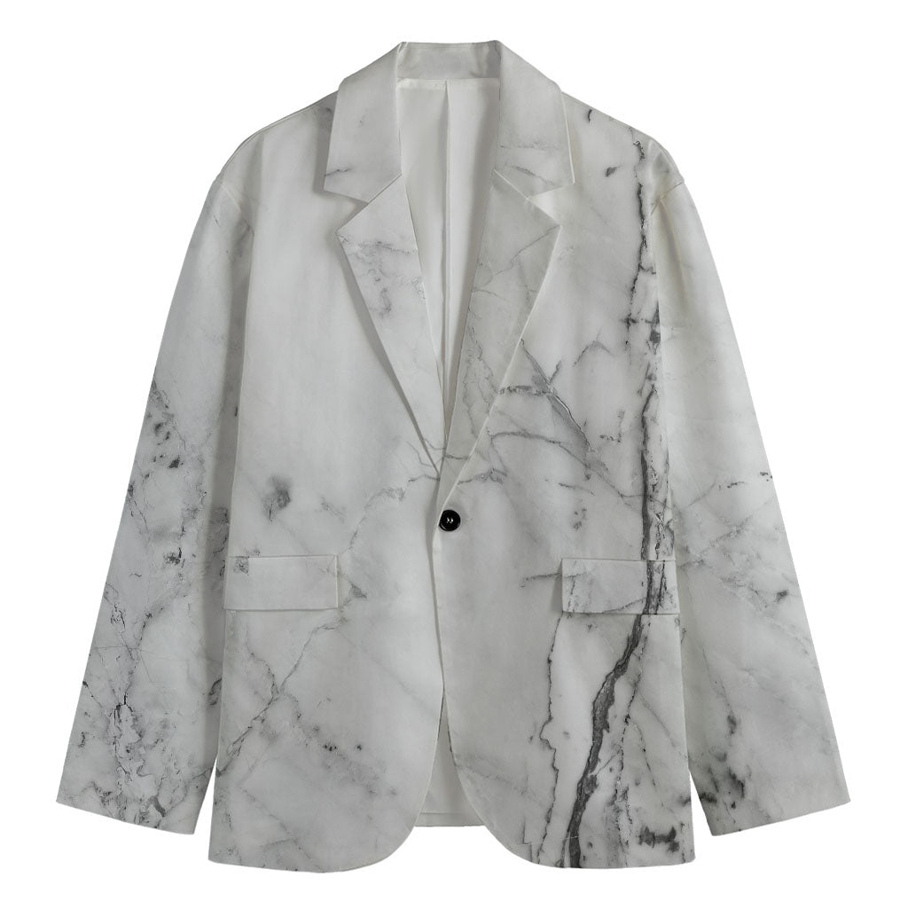 Grey Marble Stone Print Men's Cotton Blazer