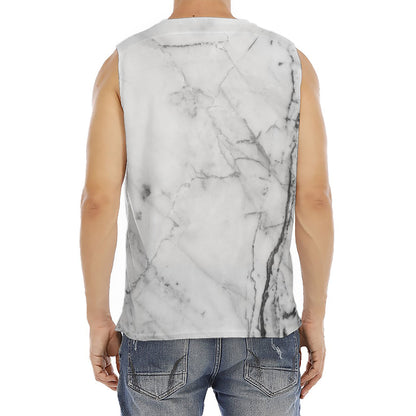Grey Marble Stone Print Men's Fitness Tank Top