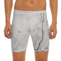 Grey Marble Stone Print Men's Long Boxer Briefs