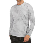 Grey Marble Stone Print Men's Long Sleeve Rash Guard