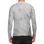 Grey Marble Stone Print Men's Long Sleeve Rash Guard