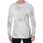 Grey Marble Stone Print Men's Long Sleeve T-Shirt