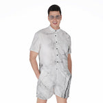 Grey Marble Stone Print Men's Rompers