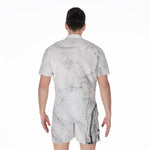Grey Marble Stone Print Men's Rompers