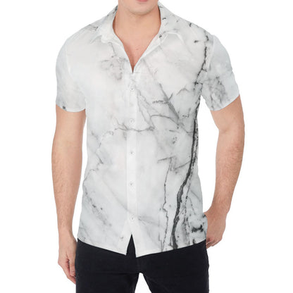 Grey Marble Stone Print Men's Shirt