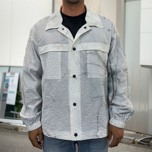 Grey Marble Stone Print Men's Shirt Jacket