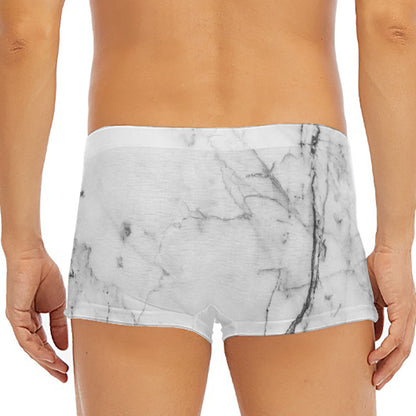 Grey Marble Stone Print Men's Short Boxer Briefs