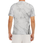 Grey Marble Stone Print Men's Short Sleeve Rash Guard