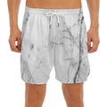 Grey Marble Stone Print Men's Split Running Shorts