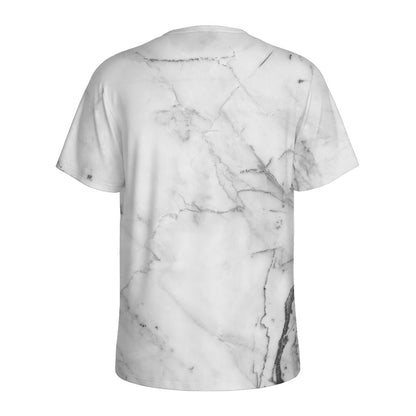 Grey Marble Stone Print Men's Sports T-Shirt