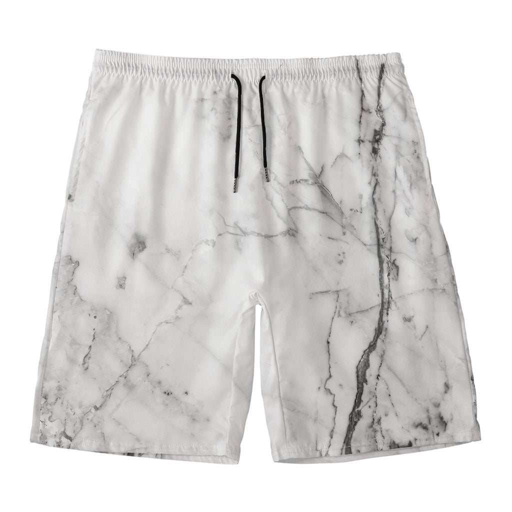 Grey Marble Stone Print Men's Swim Trunks