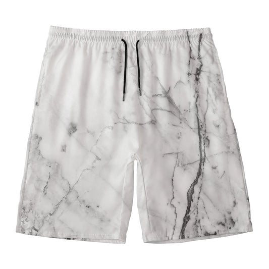 Grey Marble Stone Print Men's Swim Trunks