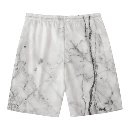 Grey Marble Stone Print Men's Swim Trunks