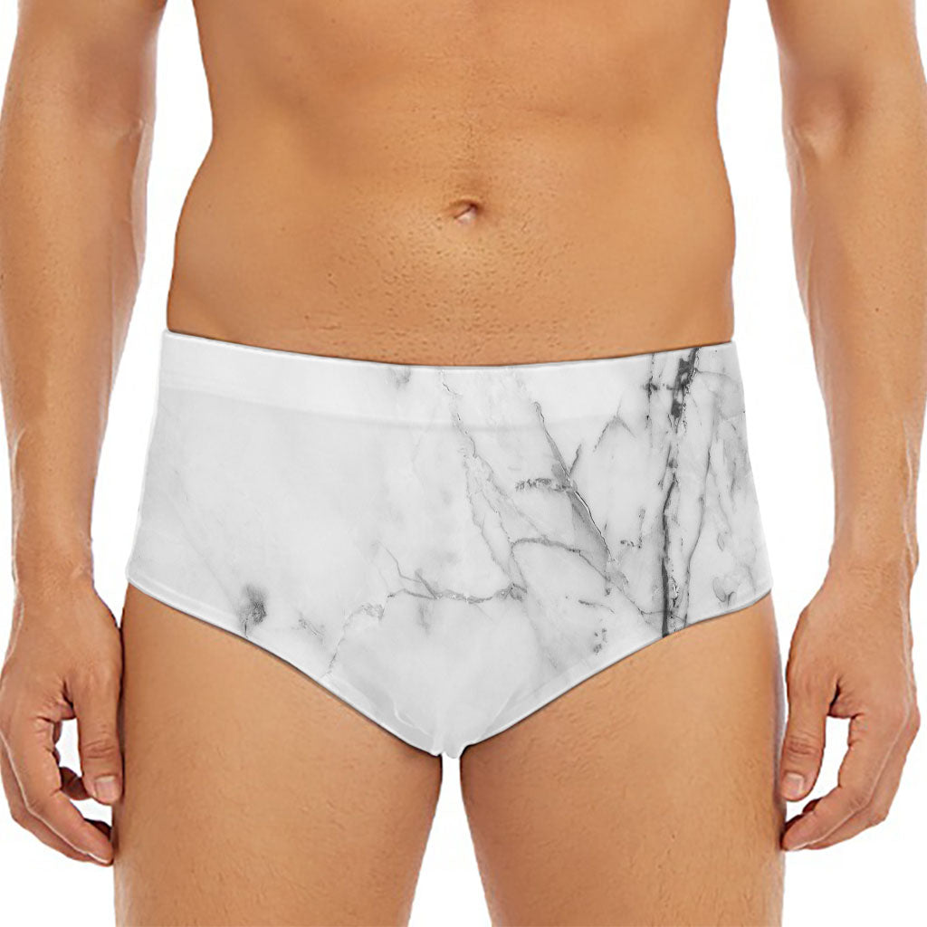 Grey Marble Stone Print Men's Triangle Swim Briefs